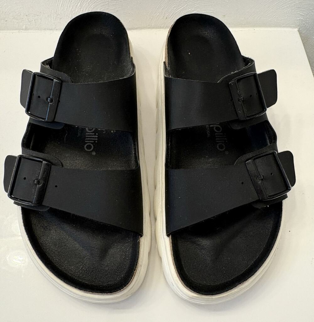Birkenstock Papillio Damasko Two Strap Thick Sole Sandals Unisex W/10 M/8 Black